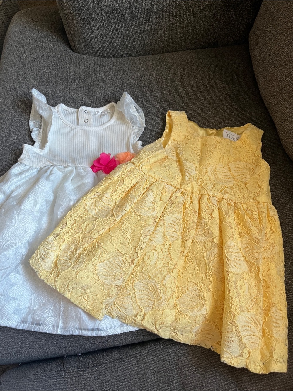 Yellow Lace Party Dress and White party dress for Girls - Sleeveless
